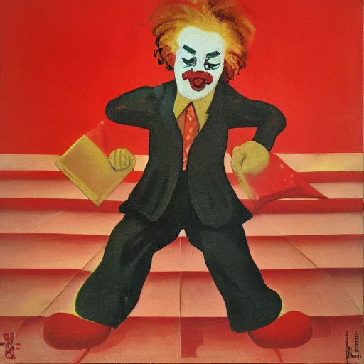 Prompt: communist clown, soviet propaganda painting