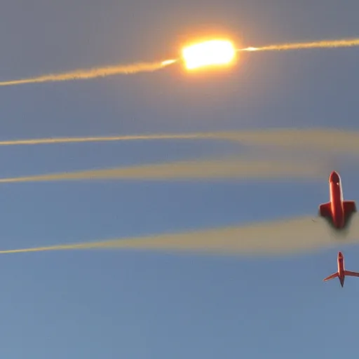 Image similar to jet plane shooting tornadoes at children