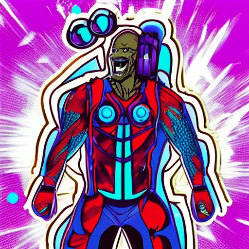 Image similar to svg sticker of a Pop-Wonder Groot-Marvel-Avenger at a rave, spinning records, giant headphones rocking out, wearing headphones, huge speakers, dancing, rave, DJ, spinning records, digital art, amazing composition, rule-of-thirds, award-winning, trending on artstation, featured on deviantart