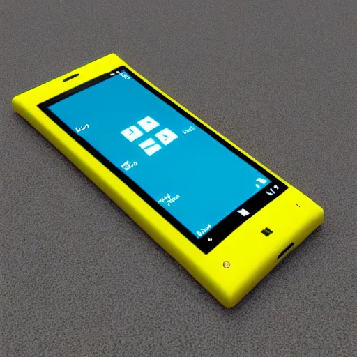 Image similar to a detailed render of a modern day yellow nokia lumia phone with a bezelless screen