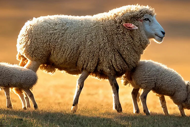 Prompt: sheep eating a wolf, national geographics, golden hour, beautiful, 6 0 0 mm