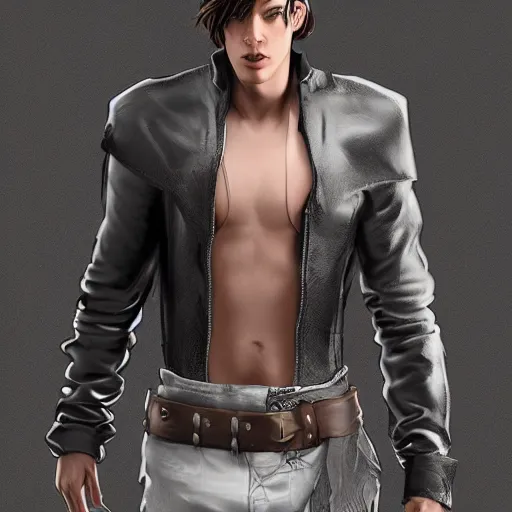 Image similar to male leather clothes cloud dancer, Artstation