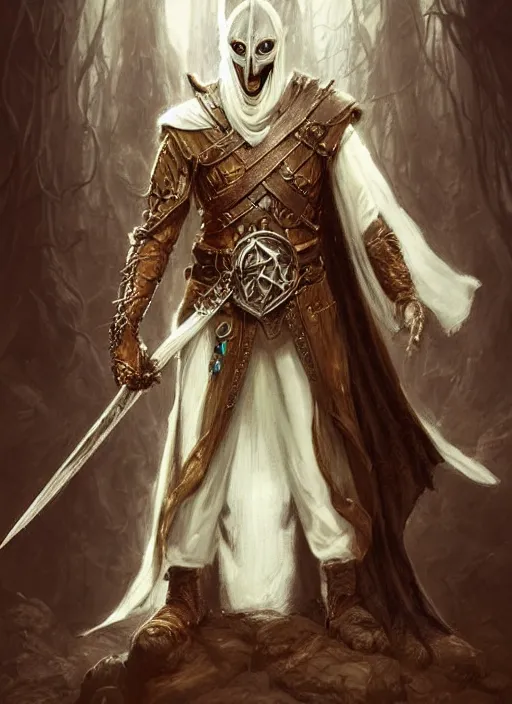 Image similar to white masked figure, ultra detailed fantasy, dndbeyond, bright, colourful, realistic, dnd character portrait, full body, pathfinder, pinterest, art by ralph horsley, dnd, rpg, lotr game design fanart by concept art, behance hd, artstation, deviantart, hdr render in unreal engine 5