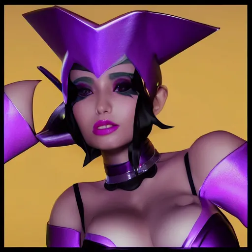 Prompt: still of pretty LeBlanc (League of Legends) in KDA music video. 3d render, octane render, game art, realistic, highly detailed, trending on artstation, 4k, trending on artstation, pixar, cgsociety, unreal engine 5, redshift render, trending on artstation, blender, behance, cg