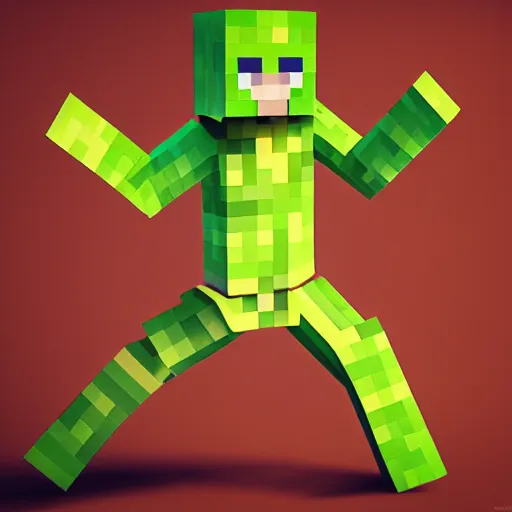 Prompt: minecraft creeper modeling for vogue magazine, model, octane render, beautiful, pose, yoga,