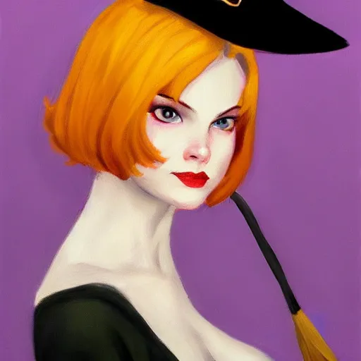 Image similar to a realistic flirty witch portrait, by edward hopper, new artstation artist,