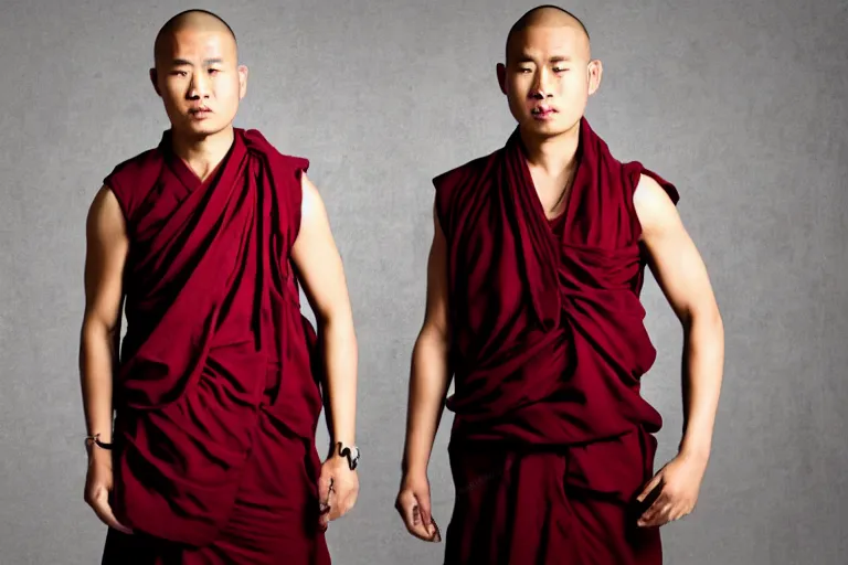 Prompt: buddhist monk in heavy tacital vest