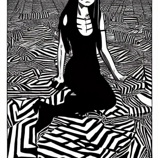 Image similar to Stunning scene of Mila Kunis by Junji Ito