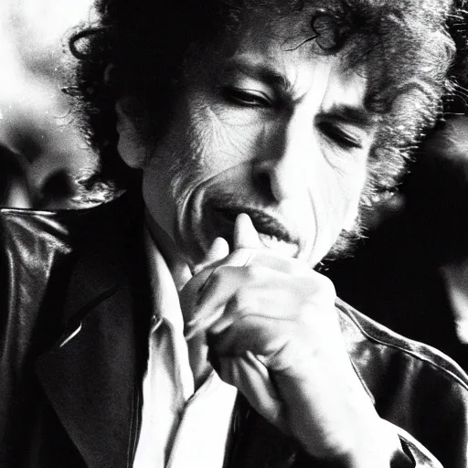 Prompt: pov bob dylan throwing a punch at the photographer