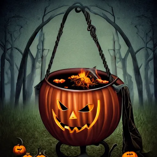 Image similar to witches around a cauldron, spooky, dark, halloween, highly detailed, high resolution