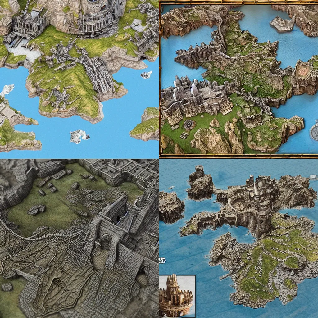 Prompt: a miniature 3d map of Westeros in Game of Thrones, highly detailed, intricate mechanisms mechanisms, very detailed, 4k
