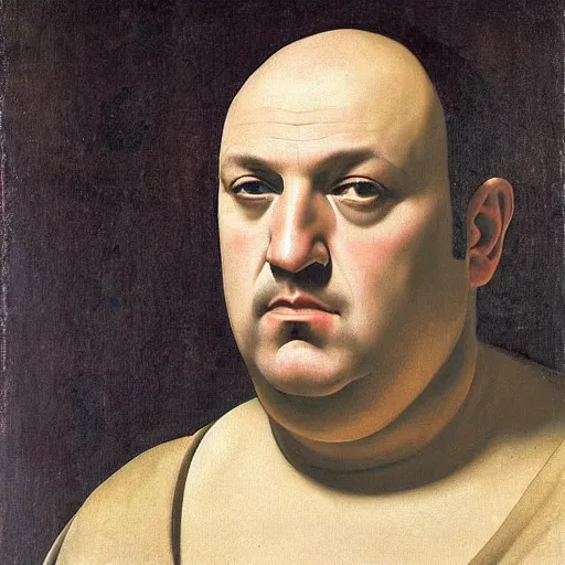 Prompt: portrait of Tony Soprano by Caravaggio and Piero della Francesca.