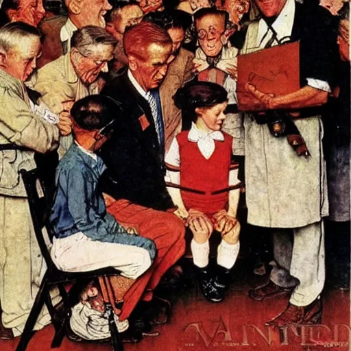 Prompt: norman rockwell painting promoting communism, marxism