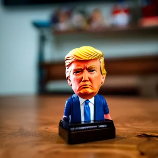 Image similar to close up of donald trump plastic action figure, 8 0 s, dslr photo