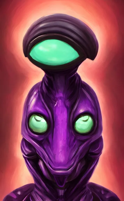 Image similar to character portrait art, ant alien, trending in artstation, purple color lighting