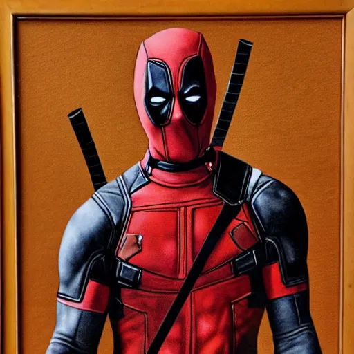 Image similar to Deadpool painted by Leonardo da Vinci hyper realistic 4K quality