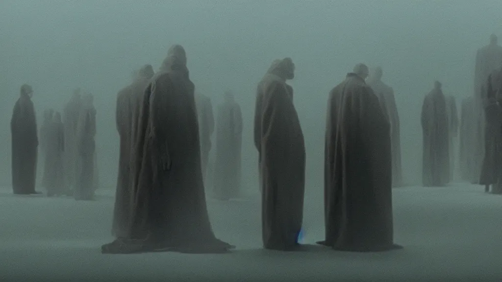 Image similar to the strange creature from my eye, we wait in line at the bank, film still from the movie directed by denis villeneuve and david cronenberg with art direction by salvador dali and zdzisław beksinski, wide lens