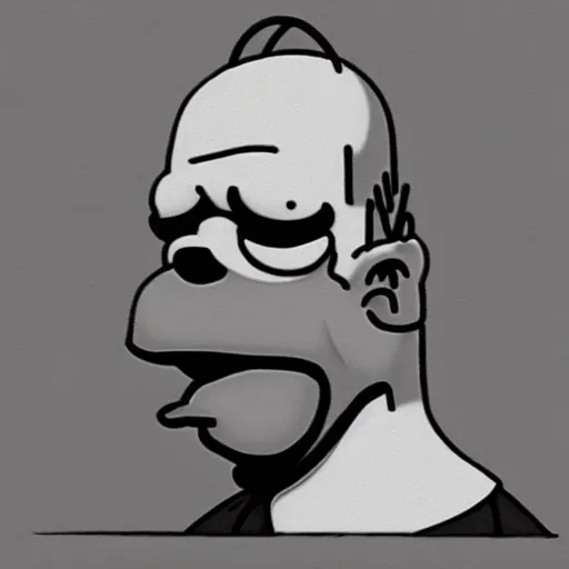 Image similar to homer simpson walking dead game telltale, gigachad black and white trending on artstation, painted by greg rutkowski