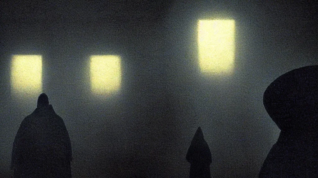 Image similar to the bright glowing head of a preacher in church, film still from the movie directed by denis villeneuve and david cronenberg with art direction by zdzisław beksinski and dr. seuss