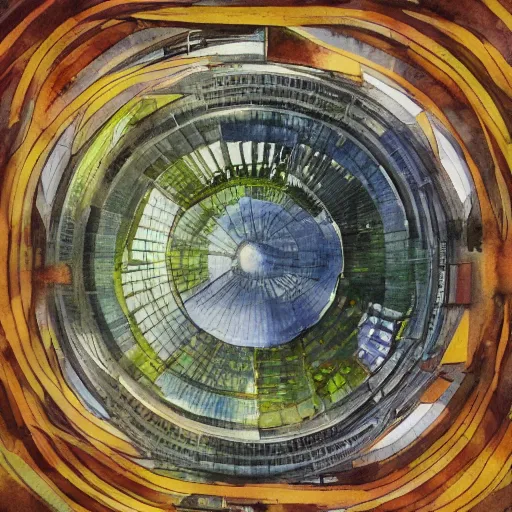 Image similar to a solarpunk domed city, watercolour