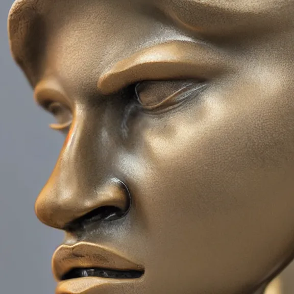 Prompt: a 4 k photorealistic photo medium shot of a bronze statue of a 🦷💋👂👄🦷🧠.