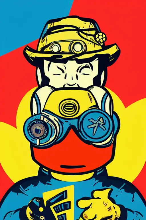 Image similar to fallout 7 6 retro futurist illustration art by butcher billy, sticker, colorful, illustration, highly detailed, simple, smooth and clean vector curves, no jagged lines, vector art, smooth andy warhol style