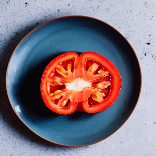 Prompt: photo of a sliced tomato