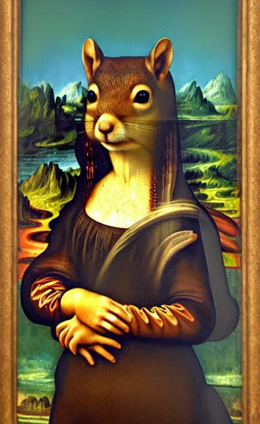 Image similar to Painting of a squirrel in a style of Mona Lisa