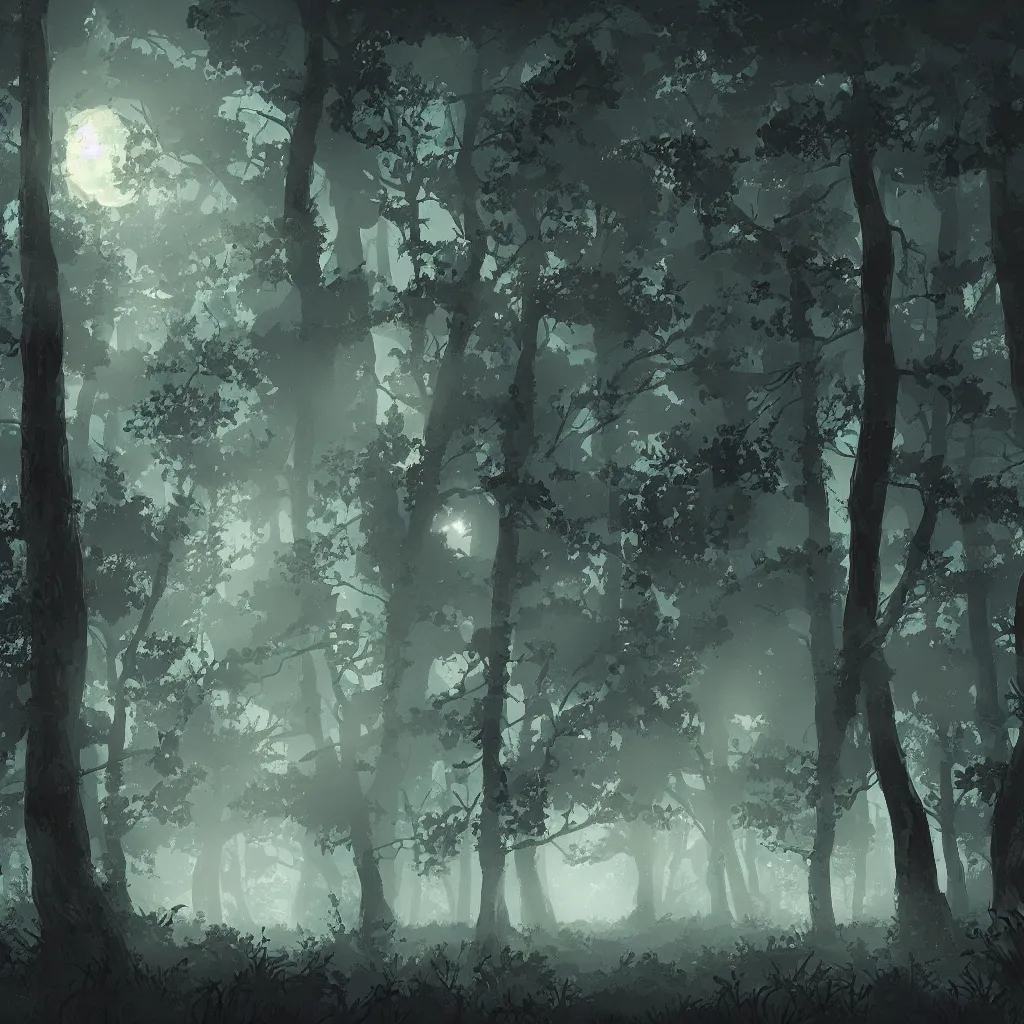 Prompt: a moonlit clearing in the woods, ttrpg gridless map, beautiful, 8 k, high quality digital art