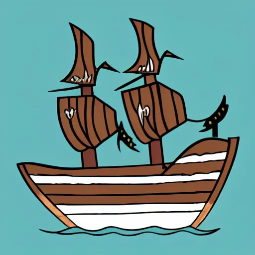 Prompt: Pirate ship at sea. Clean svg drawing, or with well-defined line, coloring-in sheet style