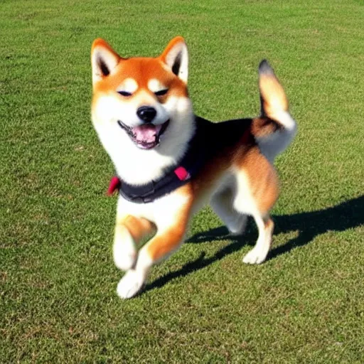 Image similar to Shiba Inu dogcopter, cute, flying, happy dog