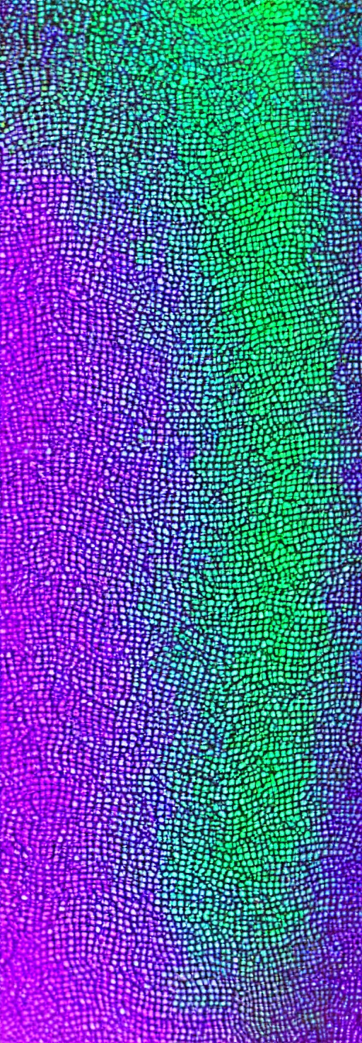 Prompt: an intricate closeup of iridescent dragon scales, blacklight