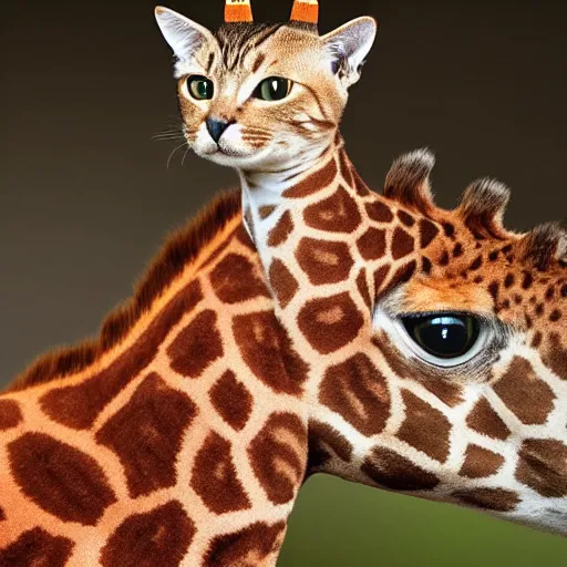 Image similar to cat giraffe hybrid, bold natural colors, national geographic photography, masterpiece, full shot, award winning