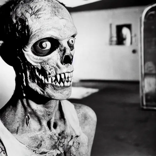 Prompt: real life irradiated walking zombie 1950s black and white award winning photo highly detailed Arriflex 35 II, lighting by stanley kubrick