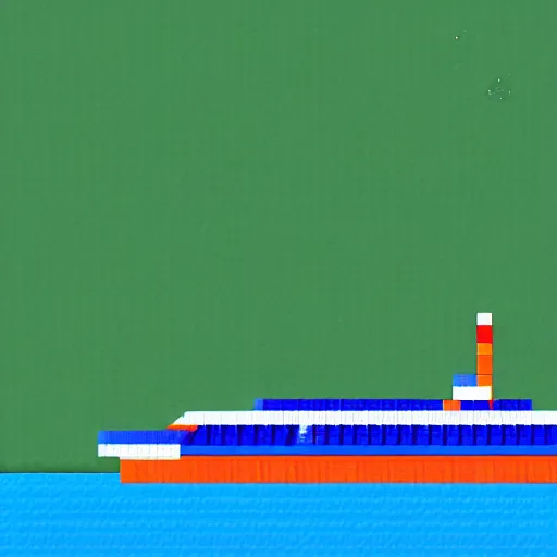Image similar to a ferry at the sea, pixel art