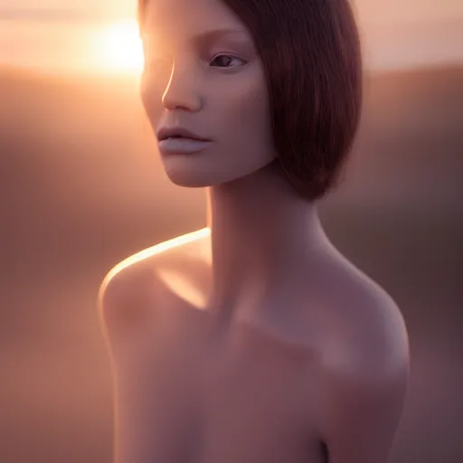 Image similar to photographic portrait of a stunningly beautiful female showroom dummy, in soft dreamy light at sunset, god rays, contemporary fashion shoot, by edward robert hughes, annie leibovitz and steve mccurry, david lazar, jimmy nelsson, breathtaking, 8 k resolution, extremely detailed, establishing shot, artistic, hyperrealistic, perfect face, octane render