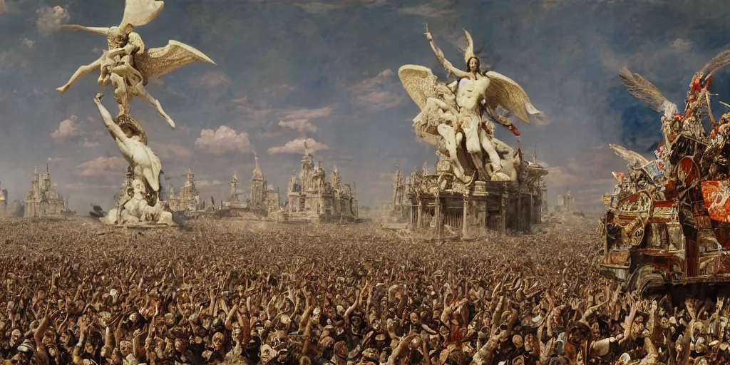 Image similar to The Apotheosis of War, painting by Vasily Vereshchagin, hypermaximalistic, high details, cinematic, 8k resolution, beautiful detailed, insanely intricate details, artstation trending, octane render, unreal engine