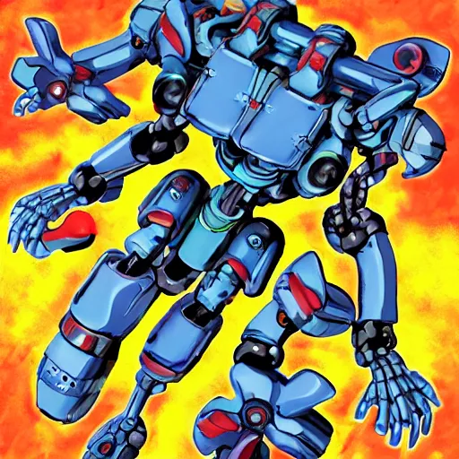 Prompt: combat mecha in the style of jeff koons and junji ito