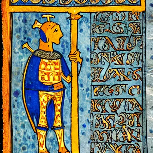 Image similar to A knight from the book of kells manuscript