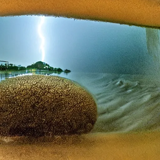 Image similar to a thunderstorm seen from beneath the waves