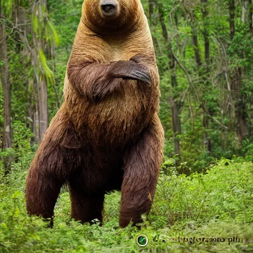 Prompt: giant ground sloth nature photography