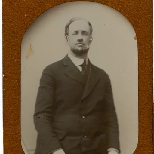 Image similar to cabinet card photo of an open casket funeral