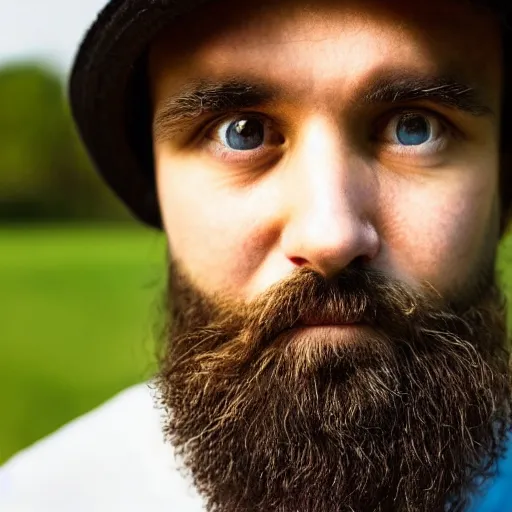 Prompt: photo of a man with beard in his eyes