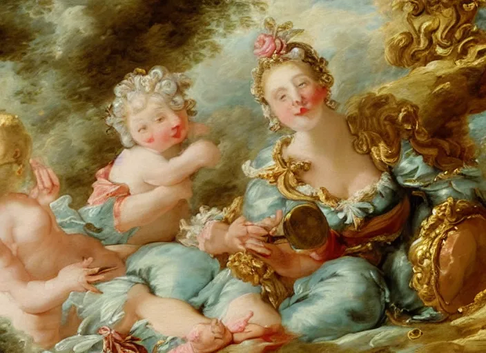 Image similar to rococo painting François Boucher high detail fancy cake