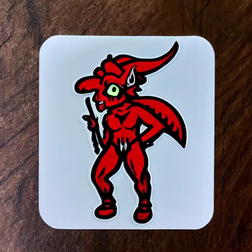 Image similar to cute d & d red tiefling with small ram horns character sticker