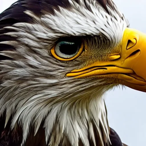 Image similar to extremely detailed cartoon eagle looking directly into camera