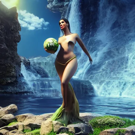 Prompt: a sensual and beautiful goddess trying to save the mother earth, hyper realistic, cinematic 4 k octane render, intricate realism, ray tracing global illumination