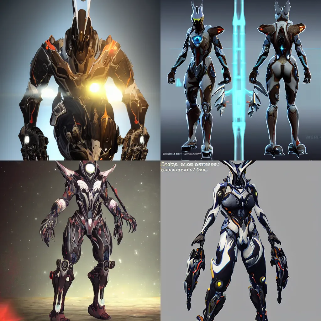 Prompt: a sentient themed warframe