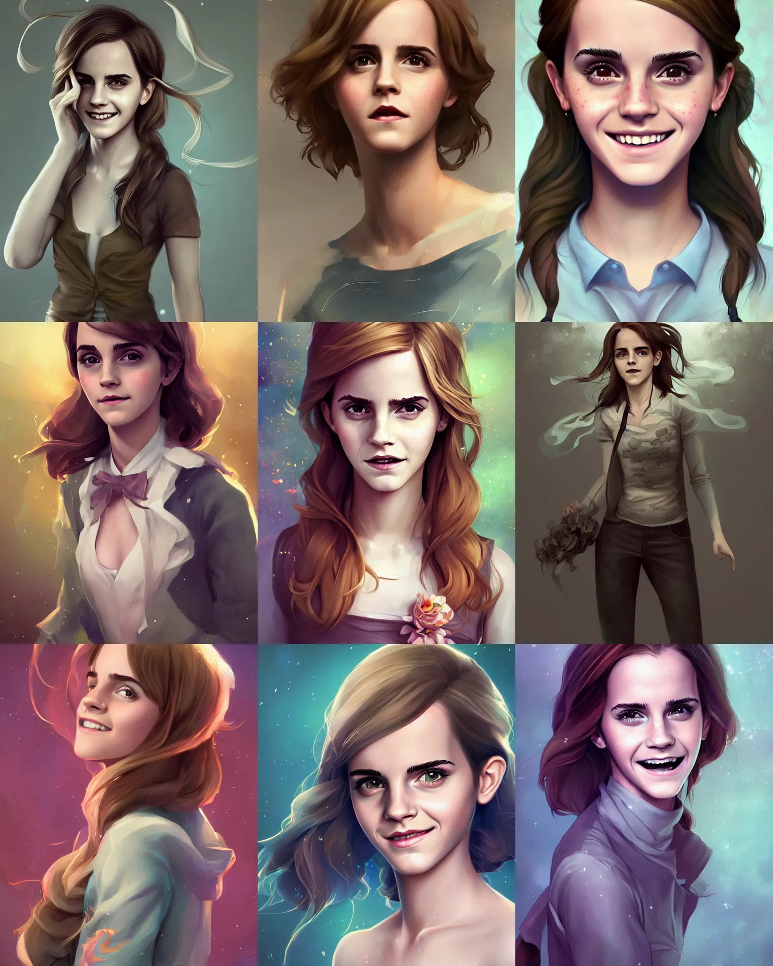 Prompt: beautiful full body Emma Watson smiling, art by Annegret Soltau, lois van baarle and loish and ross tran and rossdraws and sam yang and samdoesarts and artgerm, digital art, highly detailed, intricate, sharp focus, Trending on Artstation HQ, deviantart, unreal engine 5, 4K UHD image, 3D unreal 5, DAZ, hyperrealistic, octane render, cgsociety, Photolab, Lightroom, 4K, Dolby Vision, Photography Award