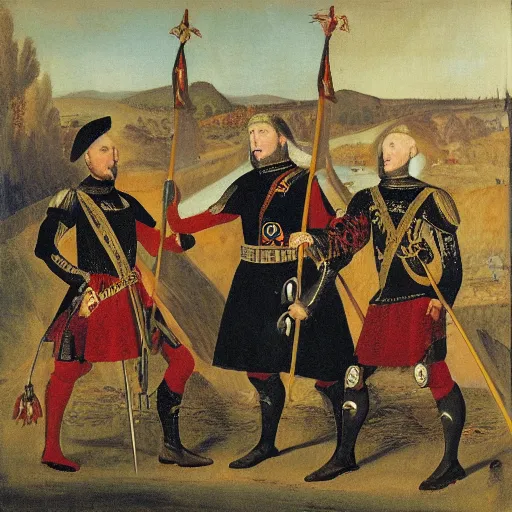 Image similar to portrait of the three stuges in the 30 years war